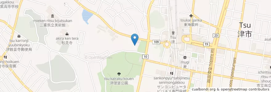Mapa de ubicacion de 東海農政局三重農政事務所 en اليابان, 三重県, 津市.