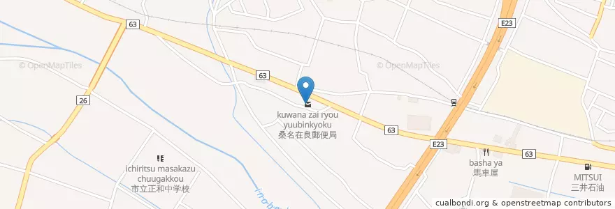 Mapa de ubicacion de 桑名在良郵便局 en 日本, 三重県/三重縣, 桑名市.