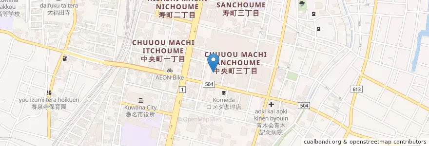 Mapa de ubicacion de 桑名市立中央図書館 en Japonya, 三重県, 桑名市.