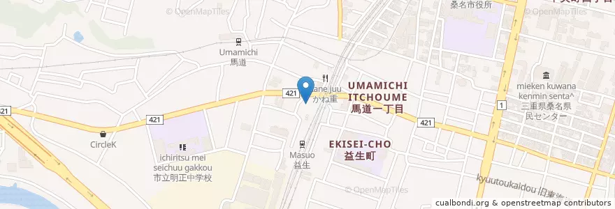 Mapa de ubicacion de 桑名警察署馬道交番 en اليابان, 三重県, 桑名市.