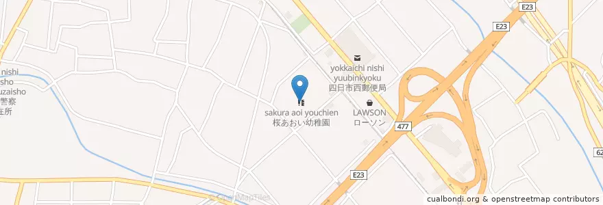 Mapa de ubicacion de 桜あおい幼稚園 en اليابان, 三重県, 四日市市.