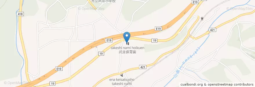Mapa de ubicacion de 武並保育園 en Japón, Prefectura De Gifu, 恵那市.