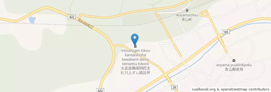 Mapa de ubicacion de 水資源機構関西支社川上ダム建設所 en Japonya, 三重県, 伊賀市.