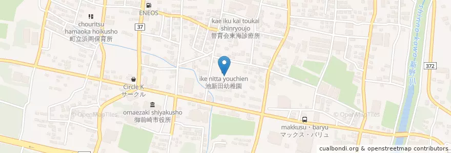 Mapa de ubicacion de 池新田幼稚園 en 일본, 시즈오카현, 御前崎市.