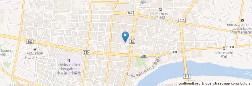 Mapa de ubicacion de 沼津駅前郵便局 en 日本, 静岡県, 沼津市.