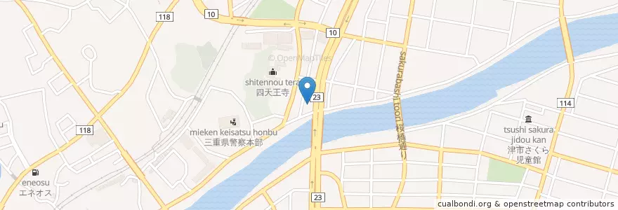 Mapa de ubicacion de 津塔世橋郵便局 en Japan, Präfektur Mie, 津市.