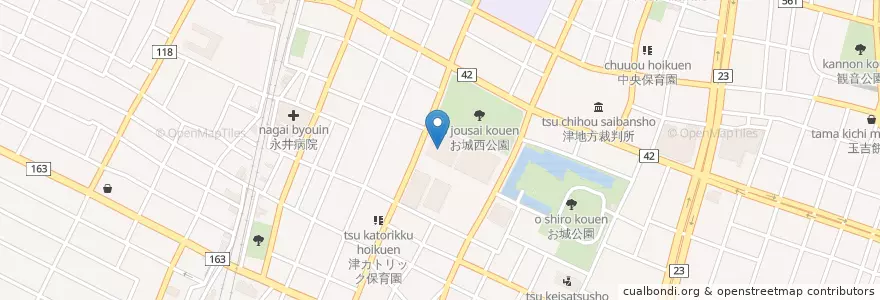 Mapa de ubicacion de 津市津図書館 en 일본, 미에현, 津市.