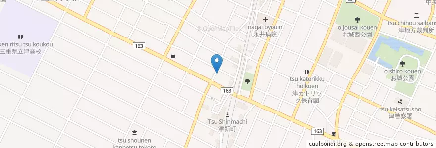 Mapa de ubicacion de 津新町郵便局 en اليابان, 三重県, 津市.