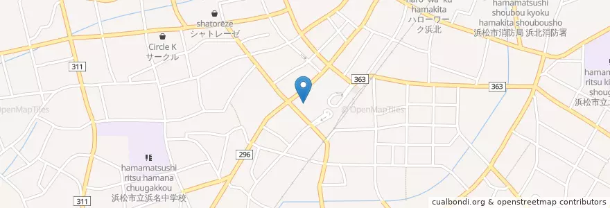 Mapa de ubicacion de 浜松市浜北図書館 en Japan, Präfektur Shizuoka, 浜松市, 浜北区.