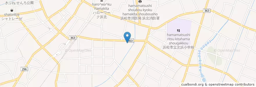Mapa de ubicacion de 浜北郵便局 en Giappone, Prefettura Di Shizuoka, Hamamatsu, 浜北区.