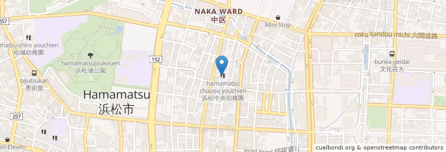 Mapa de ubicacion de 浜松中央幼稚園 en Japão, 静岡県, 浜松市, 中区.