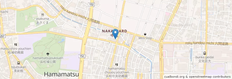 Mapa de ubicacion de 浜松元目郵便局 en Japonya, 静岡県, 浜松市, 中区.