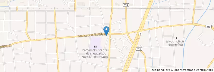 Mapa de ubicacion de 浜松飯田郵便局 en اليابان, شيزوكا, 浜松市, 南区.
