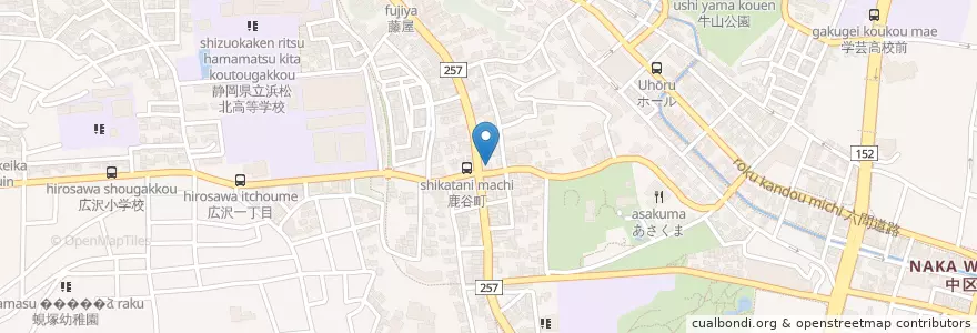 Mapa de ubicacion de 浜松鹿谷郵便局 en Japan, Shizuoka Prefecture, Hamamatsu, Naka Ward.