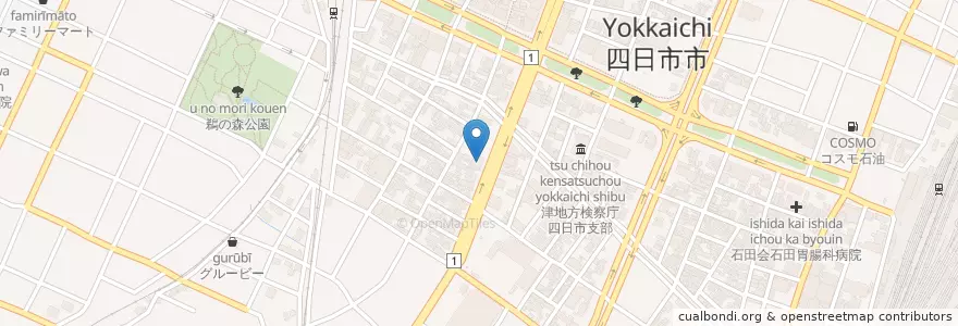 Mapa de ubicacion de 浜田保育園 en Jepun, 三重県, 四日市市.