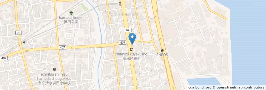 Mapa de ubicacion de 清水相生郵便局 en Japan, Präfektur Shizuoka, 静岡市, 清水区.