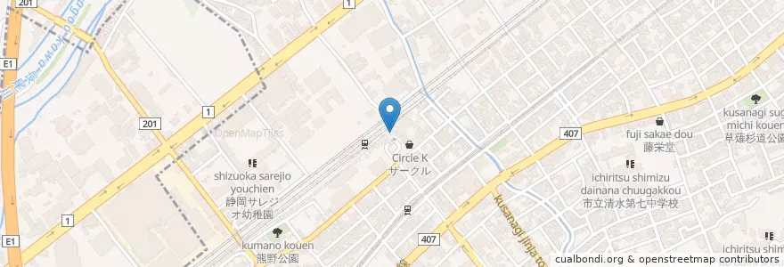 Mapa de ubicacion de 清水警察署草薙交番 en 日本, 静冈县, 静岡市, 清水区.