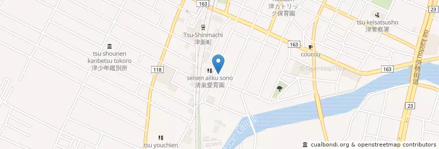 Mapa de ubicacion de 清泉幼稚園 en Japan, 三重県, 津市.