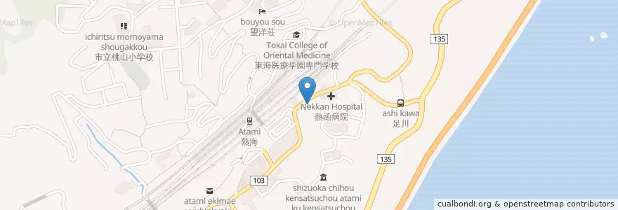 Mapa de ubicacion de 熱海市消防署熱海駅前出張所 en 日本, 静岡県, 熱海市.
