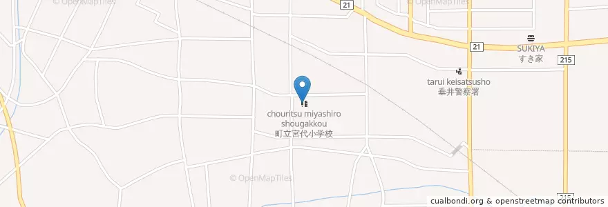 Mapa de ubicacion de 町立宮代小学校 en Japan, Gifu Prefecture, Fuwa County, Tarui.