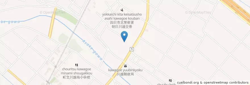 Mapa de ubicacion de 町立川越北小学校 en Japão, 三重県, 三重郡, 川越町.