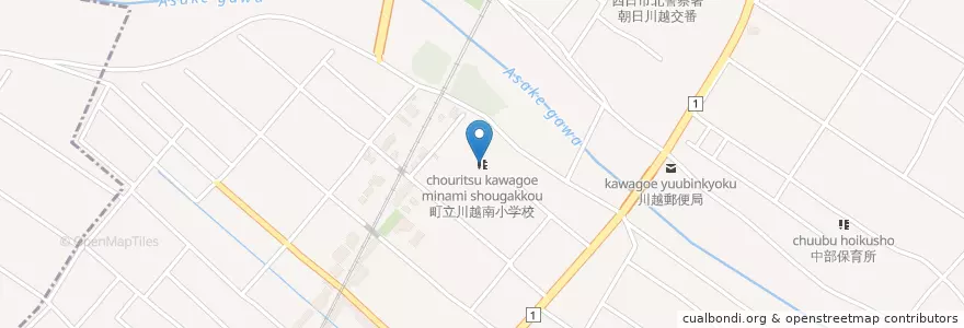 Mapa de ubicacion de 町立川越南小学校 en Japonya, 三重県, 三重郡, 川越町.