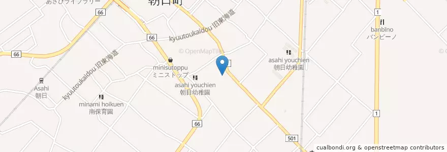 Mapa de ubicacion de 町立朝日小学校 en Japan, Mie Prefecture, Mie County, Asahi.