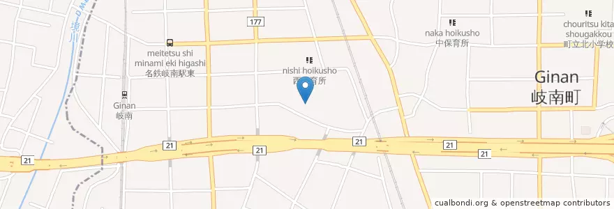 Mapa de ubicacion de 町立西小学校 en Japonya, 岐阜県, 岐阜市, 岐南町.
