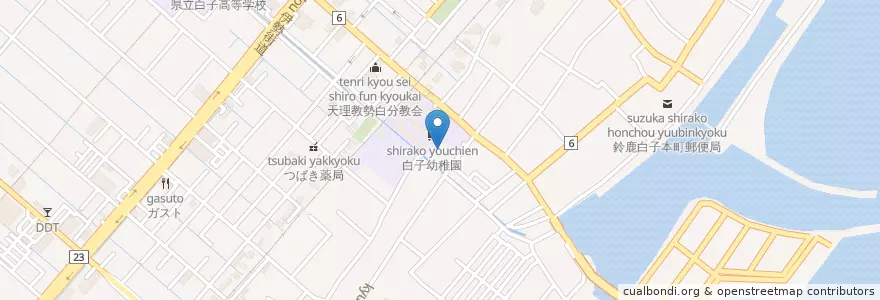 Mapa de ubicacion de 白子幼稚園 en Japan, 三重県, 鈴鹿市.