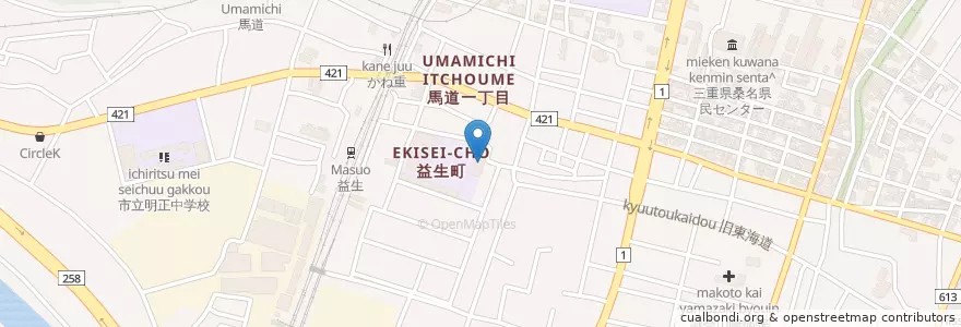 Mapa de ubicacion de 益世幼稚園 en 日本, 三重県, 桑名市.