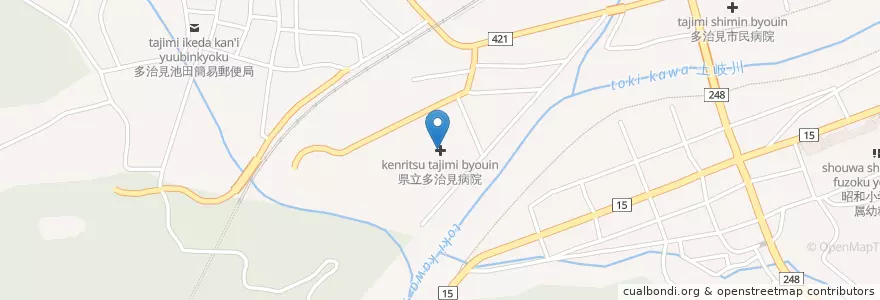 Mapa de ubicacion de 県立多治見病院 en 日本, 岐阜県, 多治見市.