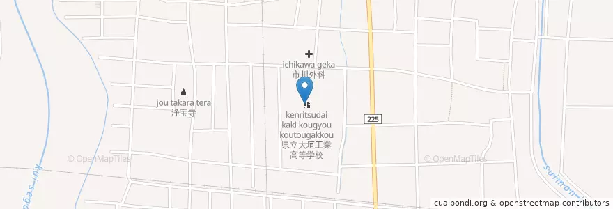 Mapa de ubicacion de 岐阜県立大垣工業高等学校 en Japonya, 岐阜県, 大垣市.
