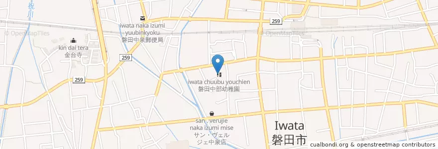 Mapa de ubicacion de 磐田中部幼稚園 en Japonya, 静岡県, 磐田市.