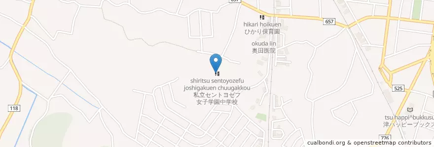 Mapa de ubicacion de 私立セントヨゼフ女子学園中学校 en Japon, Préfecture De Mie, Tsu.