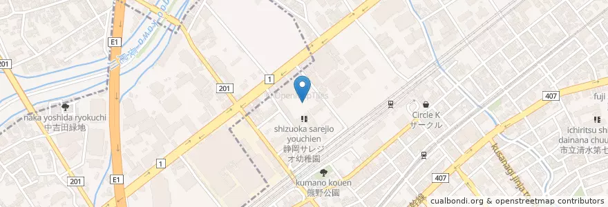 Mapa de ubicacion de 私立静岡サレジオ中学校 en Japón, Prefectura De Shizuoka, 静岡市, 駿河区, 清水区.