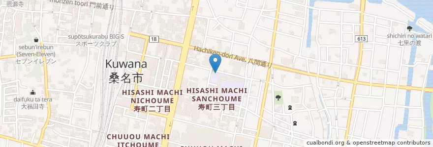 Mapa de ubicacion de 市立精義幼稚園 en اليابان, 三重県, 桑名市.
