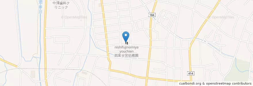 Mapa de ubicacion de 西富士宮幼稚園 en Giappone, Prefettura Di Shizuoka, 富士宮市.