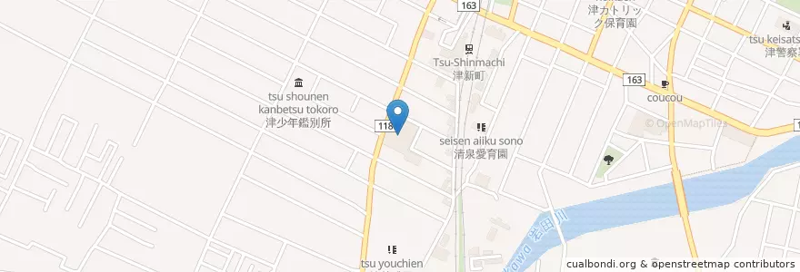 Mapa de ubicacion de 遠山病院 en 日本, 三重県, 津市.