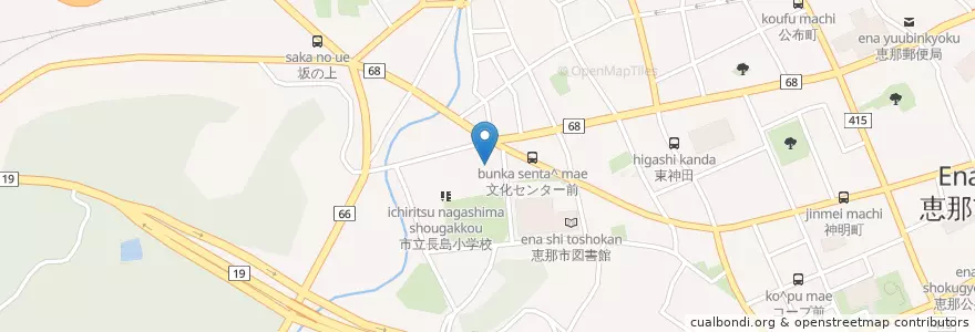 Mapa de ubicacion de 長島保育園 en 日本, 岐阜县, 恵那市.