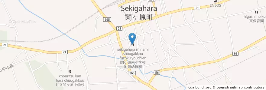 Mapa de ubicacion de 関ケ原南小学校附属幼稚園 en Japan, Gifu Prefecture, Fuwa County, Sekigahara.