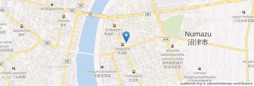 Mapa de ubicacion de 関東農政局静岡農政事務所沼津統計・情報センター en Japonya, 静岡県, 沼津市.