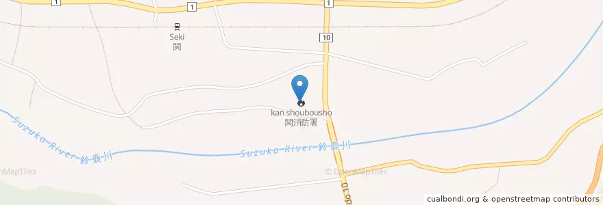 Mapa de ubicacion de 関消防署 en اليابان, 三重県, 亀山市.