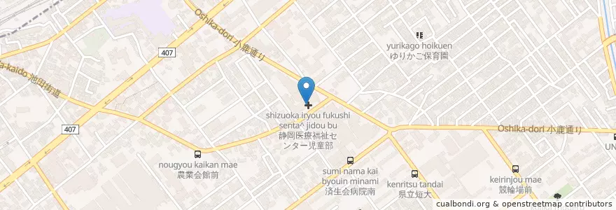 Mapa de ubicacion de 静岡医療福祉センター児童部 en Япония, Сидзуока, 静岡市, 駿河区.