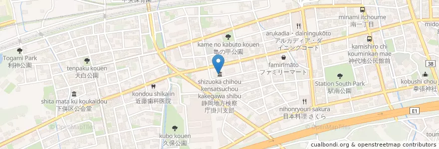Mapa de ubicacion de 静岡地方検察庁掛川支部 en Giappone, Prefettura Di Shizuoka, 掛川市.