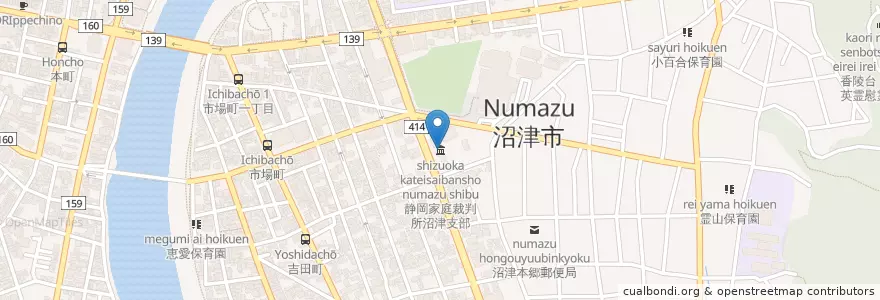 Mapa de ubicacion de 静岡地方裁判所沼津簡易裁判所 en Japonya, 静岡県, 沼津市.