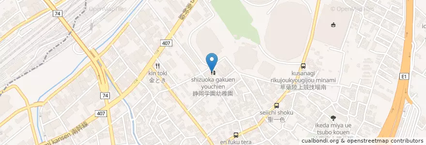 Mapa de ubicacion de 静岡学園幼稚園 en 일본, 시즈오카현, 시즈오카시, 駿河区.