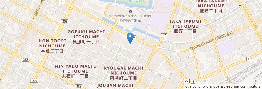 Mapa de ubicacion de 静岡市役所 en Giappone, Prefettura Di Shizuoka, 静岡市, 葵区.
