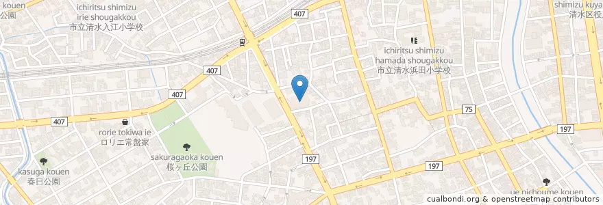 Mapa de ubicacion de 静岡市立清水中央図書館 en Japón, Prefectura De Shizuoka, 静岡市, 清水区.