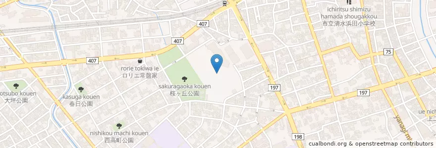 Mapa de ubicacion de 市立清水桜が丘高等学校 en اليابان, شيزوكا, 静岡市, 清水区.