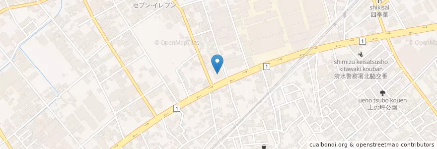 Mapa de ubicacion de 静岡県警察本部清水分庁舎 en Giappone, Prefettura Di Shizuoka, 静岡市, 清水区.